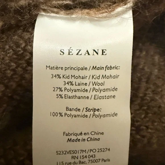 NWOT Sezane Noah Wool-Blend Cardigan in Leopard Animal Print Cardigan SZ S - Picture 9 of 10